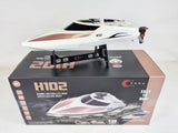 Remote Control High Speed Racing Boat H102 2.4GHz 4CH 28Km/Hr LCD Screen White